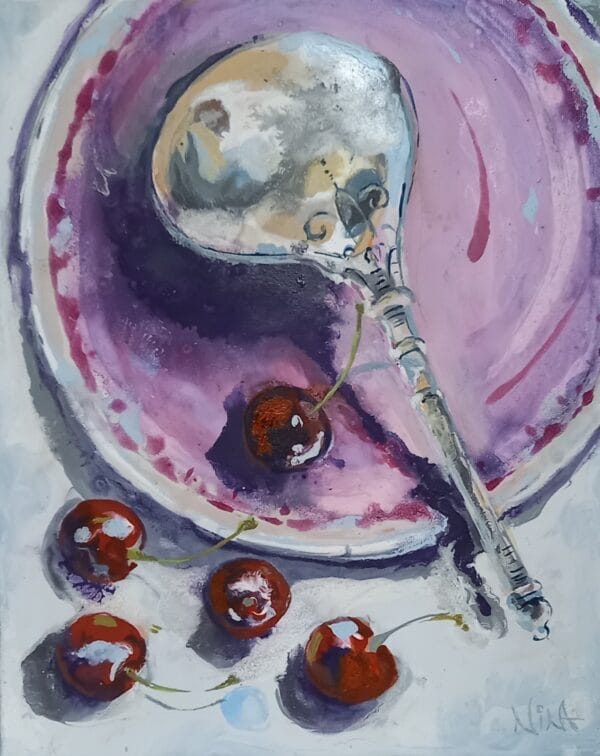 Cherries & The Silver Ladle - Still Life Painting