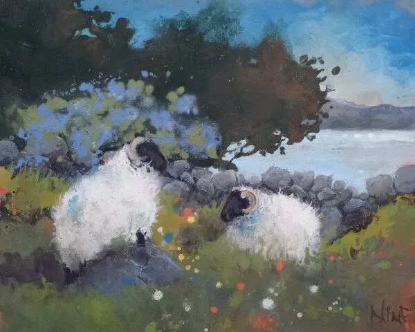 Relaxing In The Sun - Landscape Sheep Painting